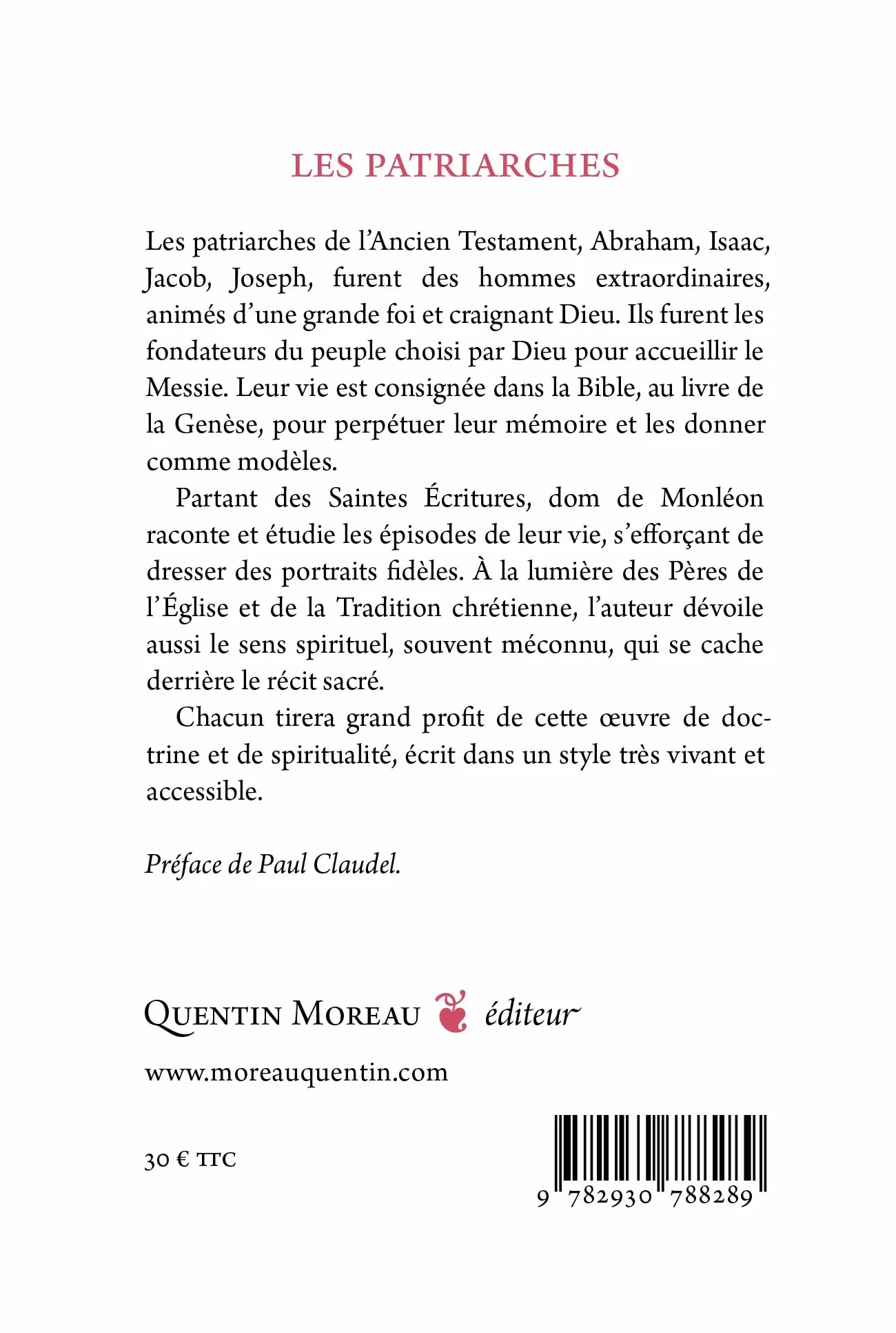 Histoire Sainte: Tome 1, Les patriarches