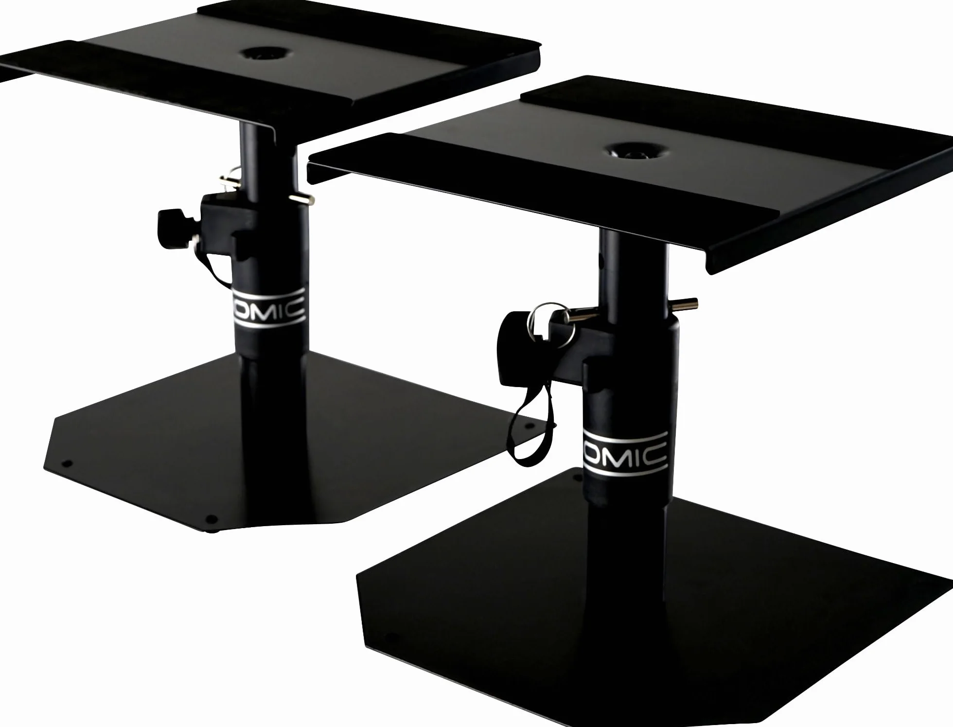 Pronomic SLS-15 monitory stołowe do monitorów studyjnych (2 stabilne stojaki głośnikowe do monitorów studyjnych, niski profil, regulacja wysokości od 18,5 cm do 27,5 cm, powierzchnia do przechowywania
