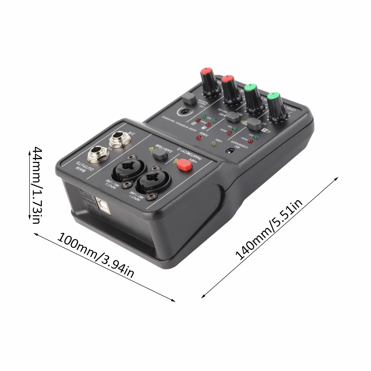 Mikserowe Biurko Płytki Dźwiękowej, 2 Kanały System Miksera Audio Interfejs USB, Przenośna konsolę Miksowania Dźwięku Kontroler DJ na żywo, Podcasting, DJ Show