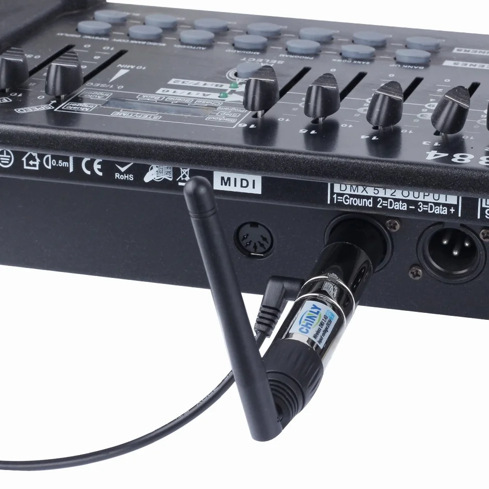 XLR nadajnik/odbiornik DMX512 2,4 GHz ISM z anteną do oświetlenia scenicznego 1 Sender 7 Empfänger