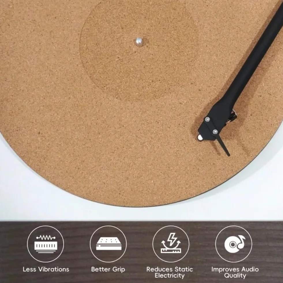 12-calowa Podkładka Pod Płytę Antystatyczna, Mata Gramofonowa do Płyty LP 12 Cali, Gramofon Slipmat Podkładka z Korka Antystatyczna Mata Antywibracyjna o średnicy 295 Mm