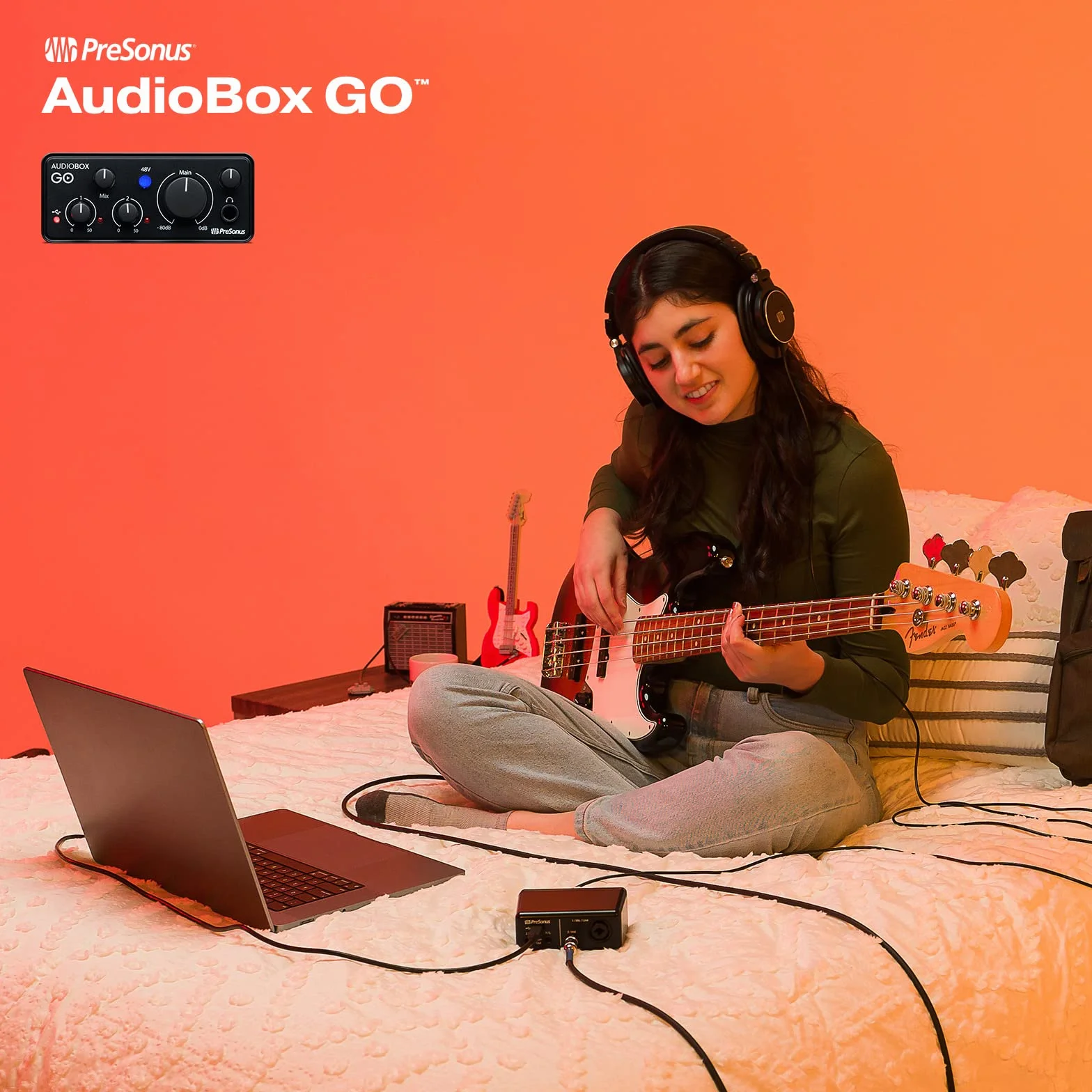 PreSonus AudioBox GO | Interfejs audio USB-C do produkcji muzyki z oprogramowaniem do nagrywania Studio One DAW, samouczki muzyczne, próbki dźwięku i instrumenty wirtualne