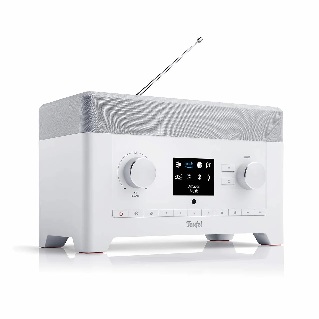 Teufel Radio 3SIXTY DAB+ radio internetowe stereo głośnik muzyka 360 stopni dźwięk dzięki Dynamore Bluetooth funkcja budzika subwoofer głośnik biały