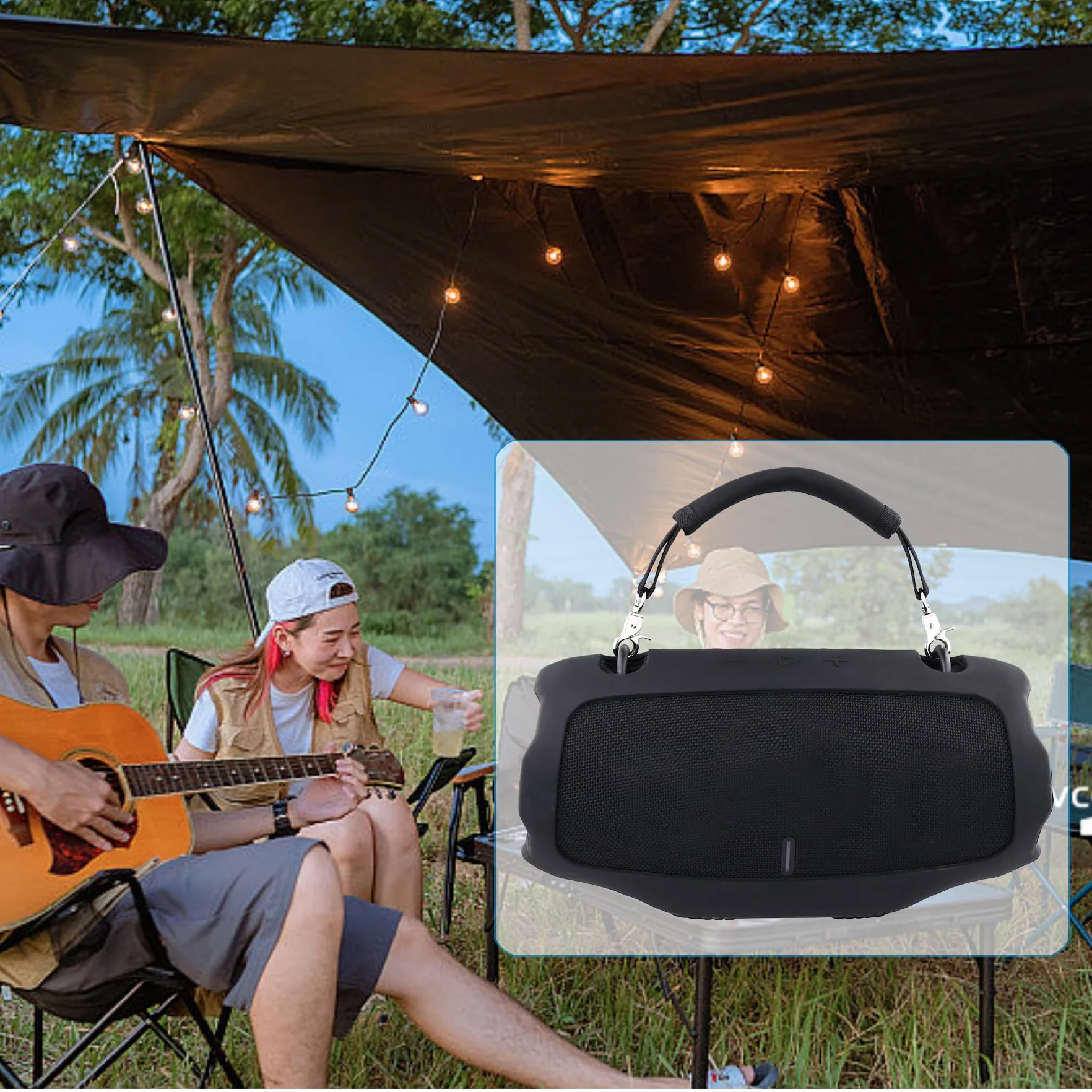 co2CREA Etui do przenoszenia, silikonowe etui kompatybilne z JBL Xtreme 4, przenośny głośnik Bluetooth, ultralekki, silikonowy pokrowiec ochronny z uchwytem głośnikowym (głośnik nie wchodzi w zakres