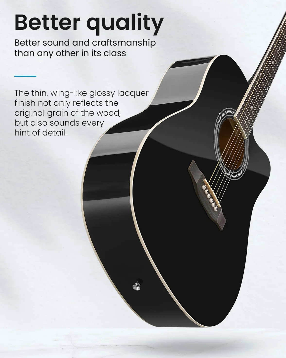 Moukey MBG-01 Basswood 41 cali gitara czarna