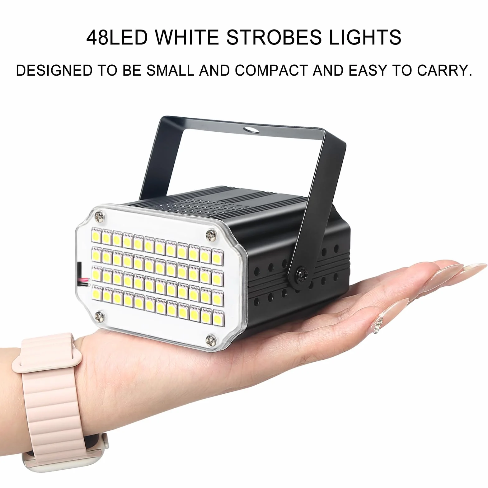 48 diod LED stroboskopowe, stroboskop, sterowane muzyką, światło błyskowe na imprezy, stroboskop, białe światło, na imprezę, dyskotekę, aktywowany dźwięk, stroboskop, światło stroboskopowe, efekty