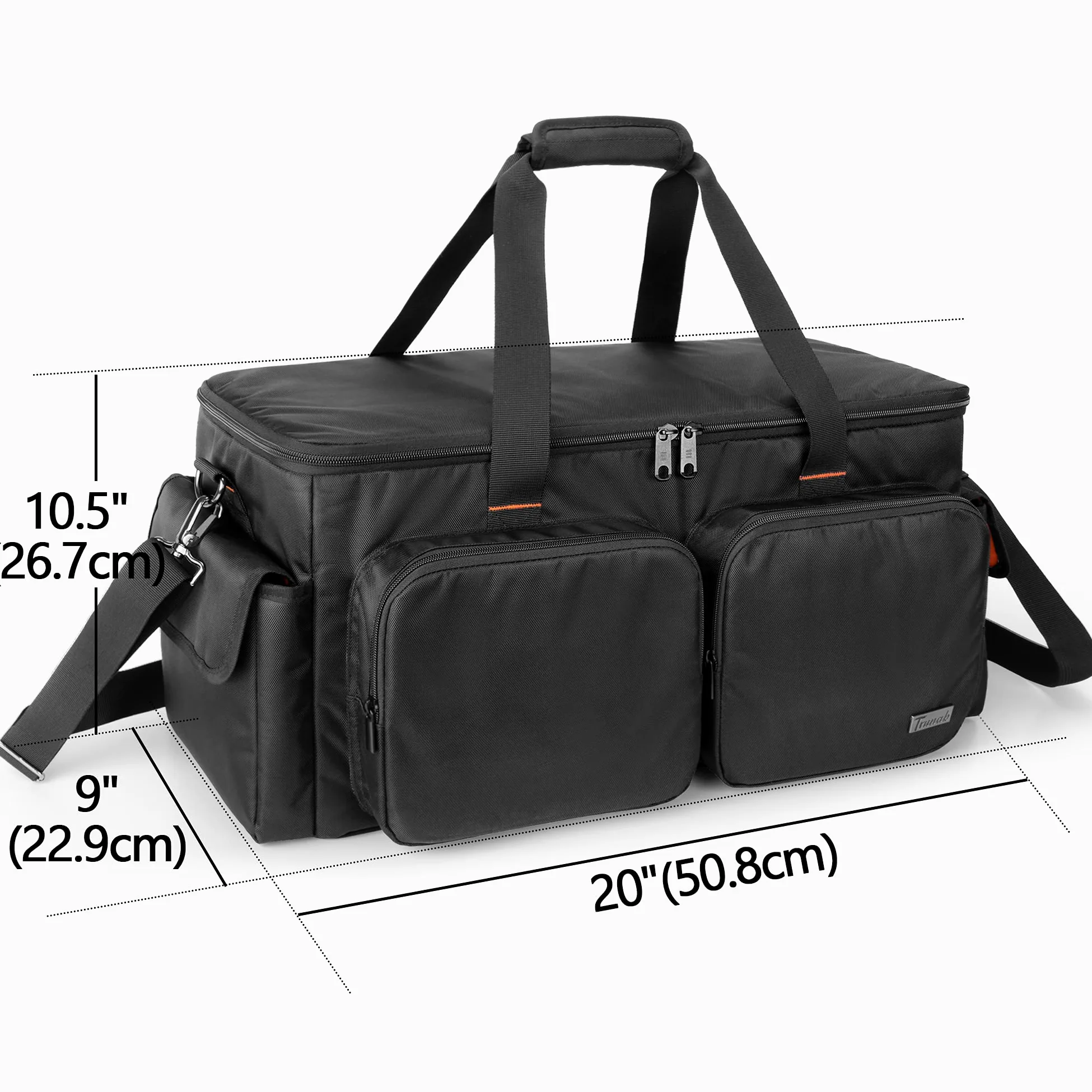 Torba Trunab DJ Organizer na kable z antypoślizgowym dnem i 9 wyjmowanymi przegrodami, solidna torba do przenoszenia dla DJ-ów, instrumentów muzycznych i akcesoriów