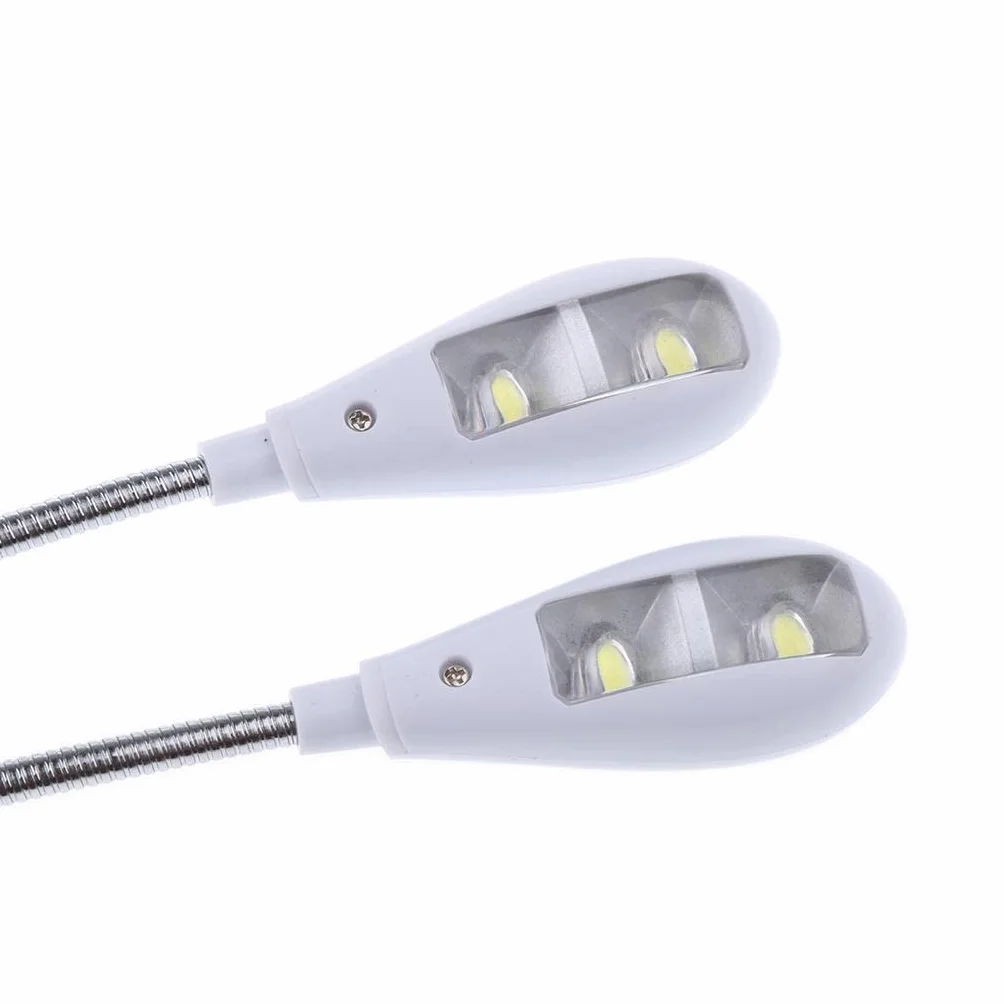 Elastyczny 4 LED 2-ramienny stojak muzyczny nuta oświetlenie lampy 29 cm - biały, jak opisano