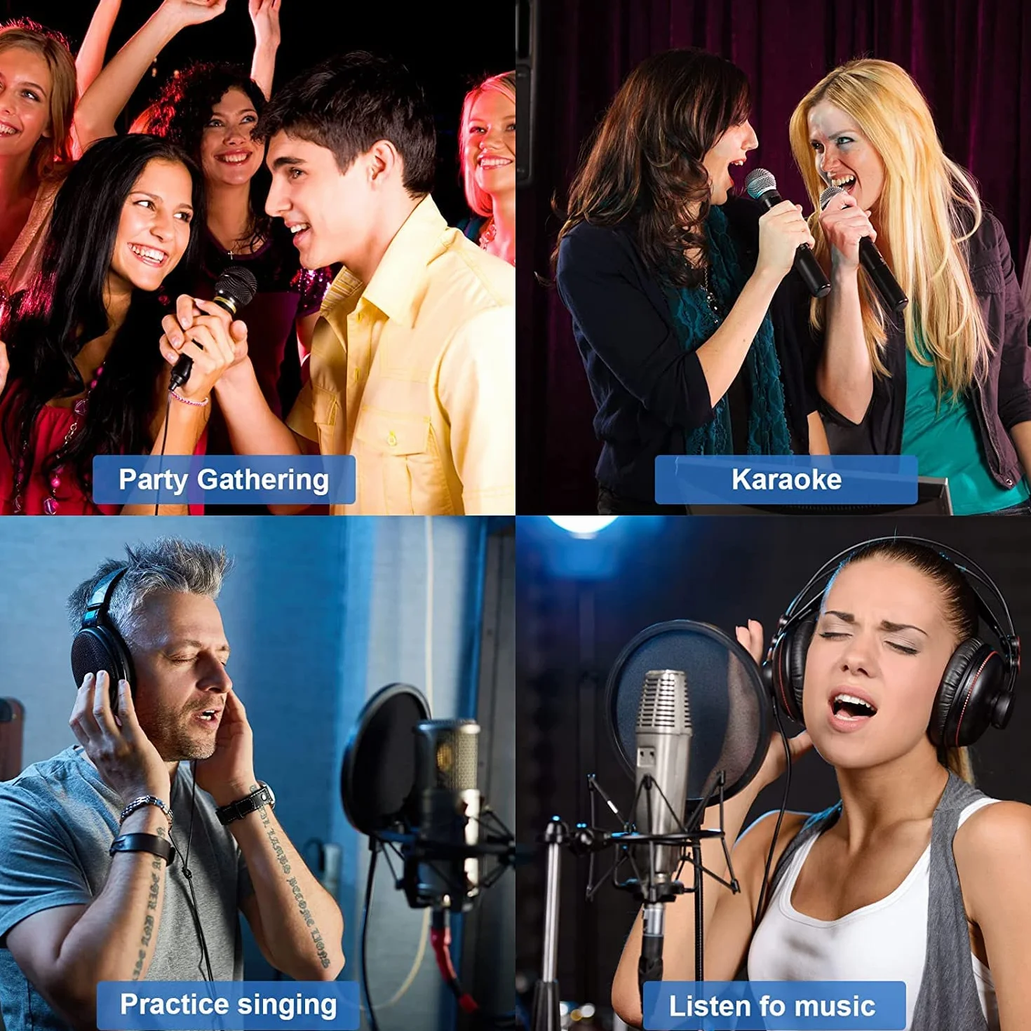 Bezprzewodowy mikrofon karaoke UHF Dual Portable Micro Bluetooth systemy mikrofonowe do karaoke, TV, PC, imprezy, DJ, głośnik, spotkanie, kościół, ślub, 100FT