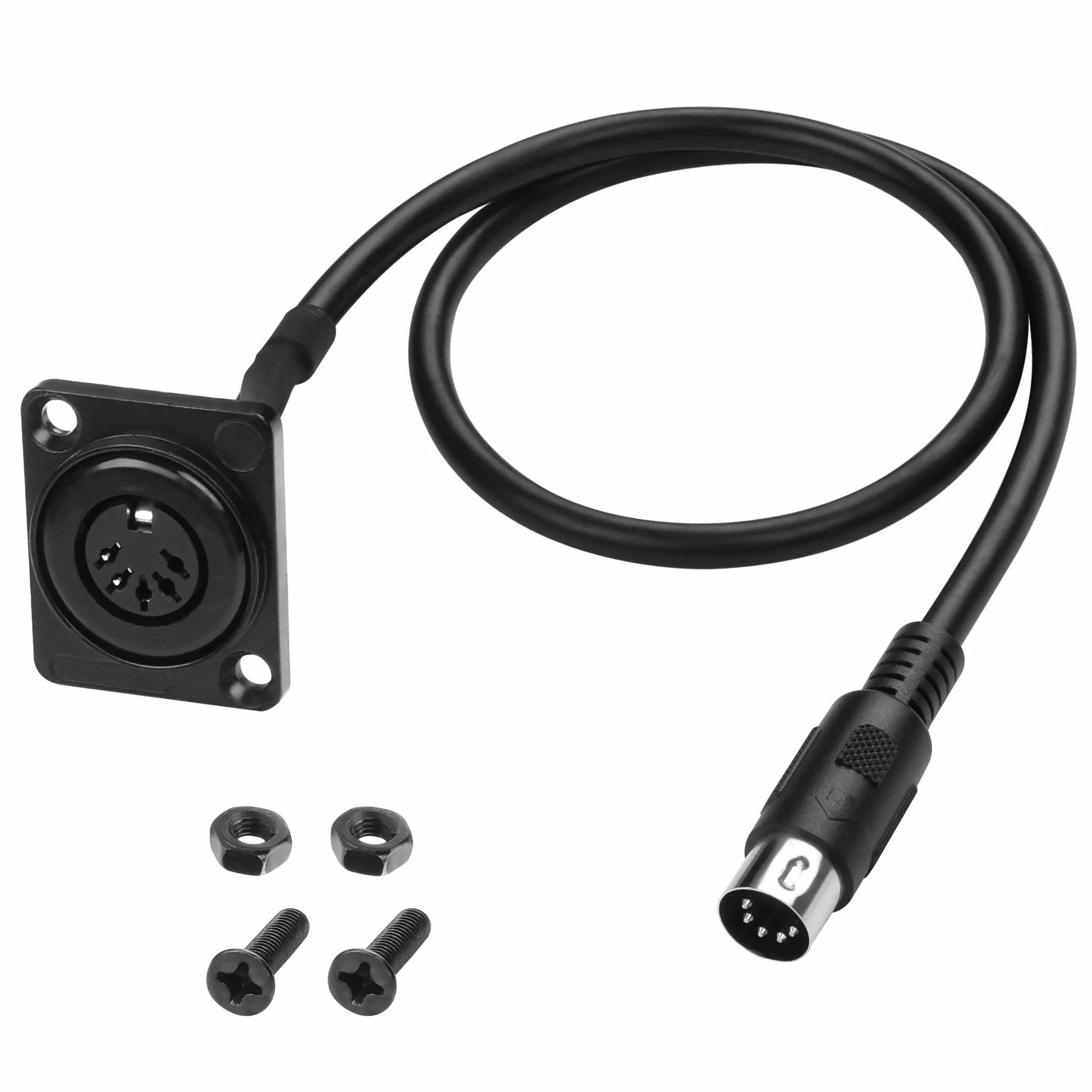 MIDI DIN 5-pinowy kabel przedłużający montaż panelowy DIN 5PIN wtyczka na gniazdo audio adapter do keyboardu syntezatora 53 cm