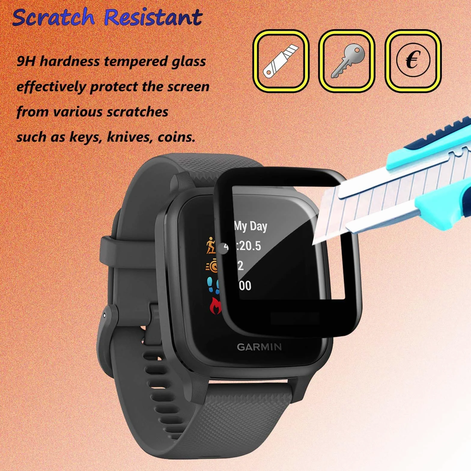 QZYF [4 sztuki] Folia ochronna do Garmin Venu Sq/Garmin Venu Sq Music, bez pęcherzyków powietrza, odporna na zarysowania, zakrzywiona 3D, ochrona wyświetlacza HD, do Garmin Venu Sq / Garmin Venu Sq
