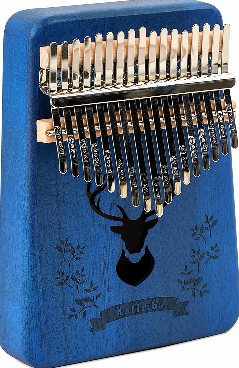Kalimba afrykański instrument muzyczny zestaw 17 przycisków, drewno, idealny dla początkujących i dzieci, ręczne pianino, zestaw kalimba z akcesoriami wysoka jakość (niebieski)