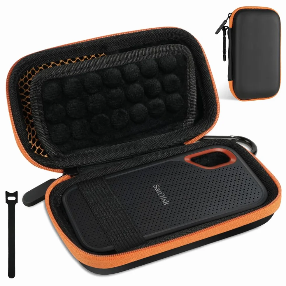 Etui na dysk twardy, przenośny zewnętrzny dysk twardy do SanDisk Extreme/SanDisk PRO 500G 1TB 2TB/2,5-calowy HDD SSD My Passport, ochronna torba do przechowywania - pomarańczowa