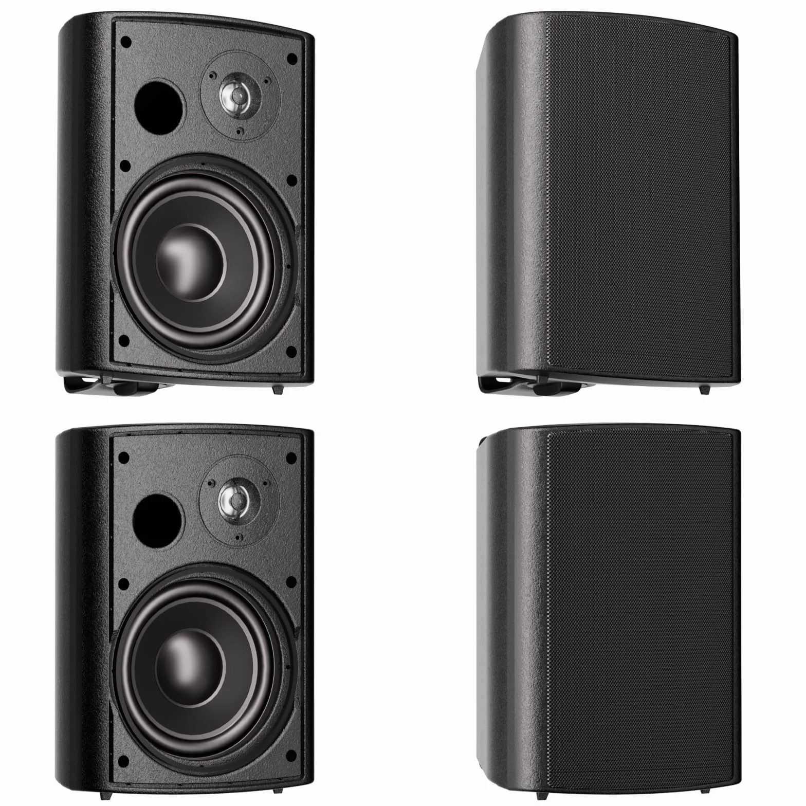 Herdio Głośnik zewnętrzny 800 W, 6,5 cala, wodoszczelny, montaż na ścianie, na patio, stereo, do użytku wewnątrz i na zewnątrz, z mocnym basem, nadaje się na każdą pogodę (4 czarne)
