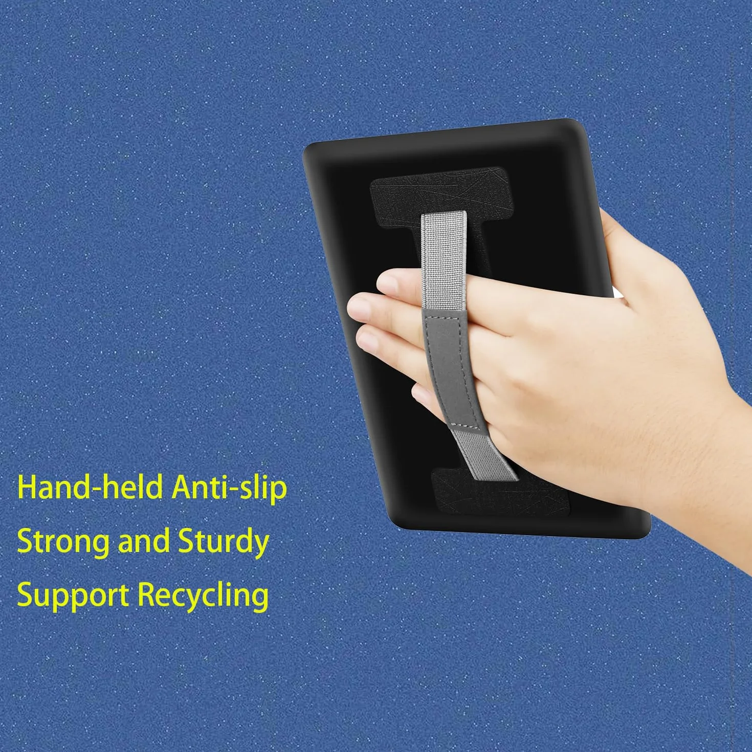 Samoprzylepny pasek na rękę typu , odpowiedni do Kindle, iPad, Kobo, BOOX i innych urządzeń, prosty pasek na rękę z materiału PU o jedwabistej teksturze (szary)