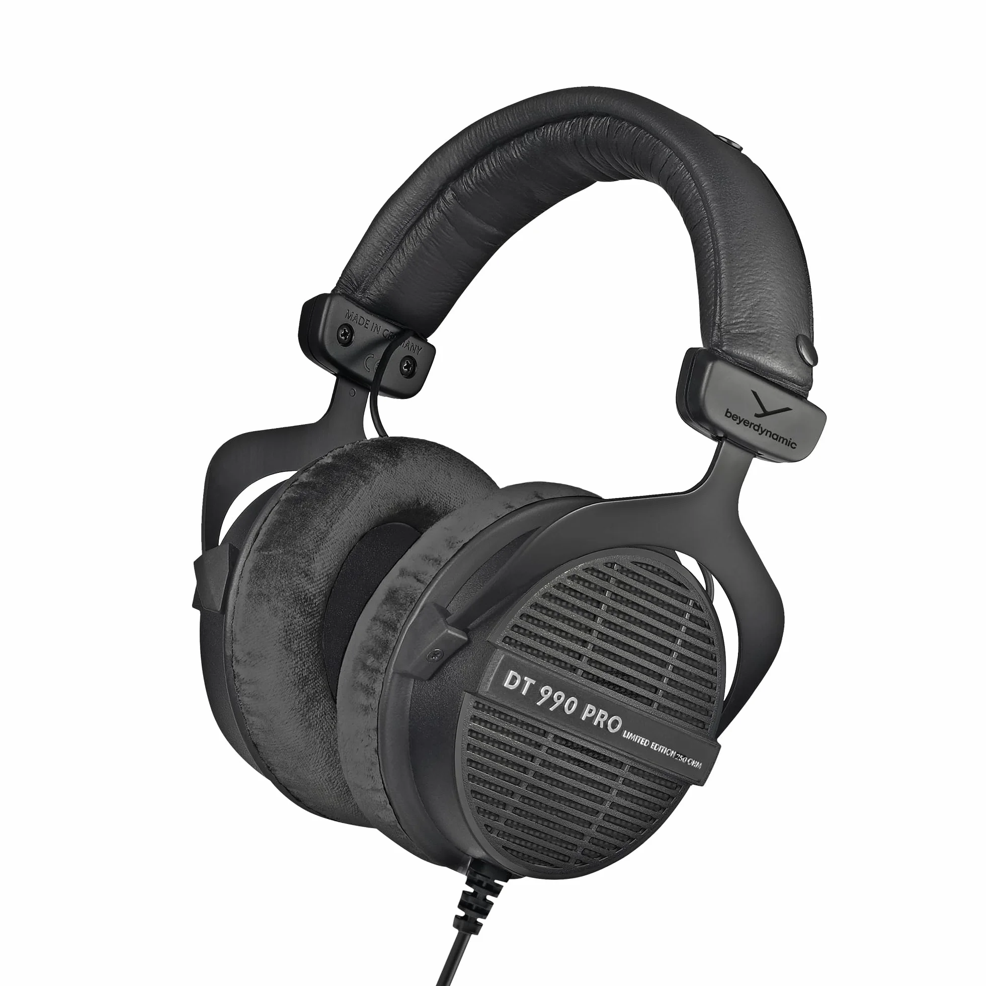 beyerdynamic DT 990 PRO Limitowana edycja w kolorze czarnym 250 Ohm. Jednostronne, przewodowe słuchawki studyjne nauszne do miksowania, masteringu i edycji. Ręcznie wykonane w Niemczech.