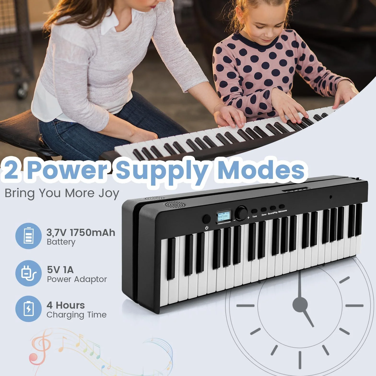 KOMFOTTEU Pianino cyfrowe 88 klawiszy, składane elektroniczne pianino, elektroniczne pianino, przenośne cyfrowe keyboard z pedałem sustain, 20 demo/ 128 rytmów Zestaw pianino cyfrowego (Czarny)
