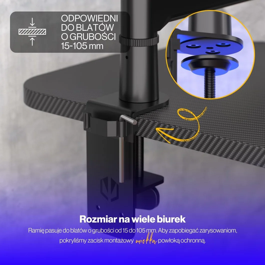 ENDORFY Broadcast Low Profile Boom Arm, niskoprofilowe ramię na mikrofon, smartfon, oświetlenie, kamerę, 360 stopni rotacji, ukryty kanał na przewody, dla graczy, twórców, streamerów, podcasterów