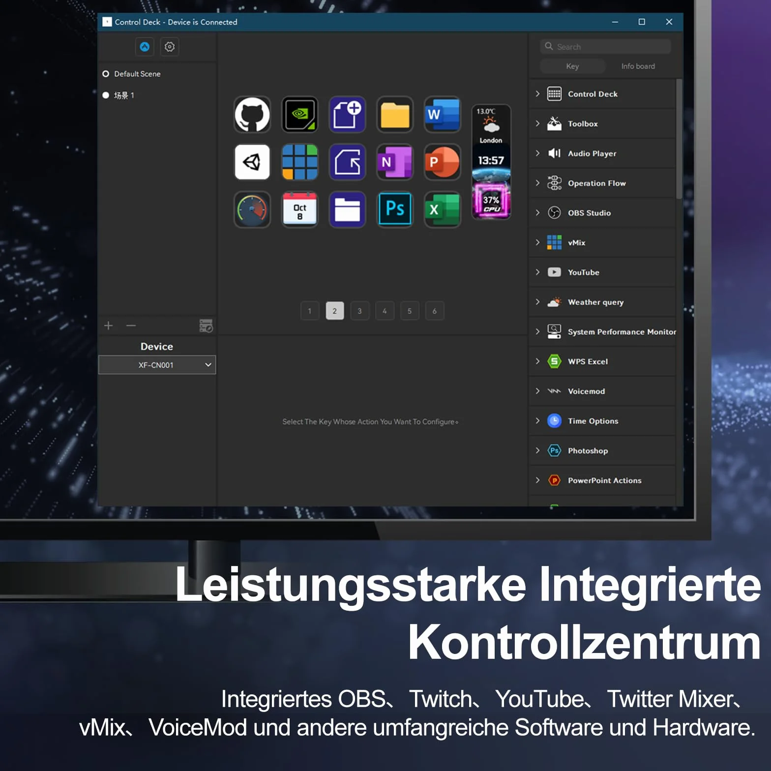 Stream Controller Deck, Studio Controller, 15 regulowanych przycisków LCD, kompaktowy panel kontrolny, wyzwalacz akcji w aplikacjach i oprogramowaniu, takich jak OBS, Twitch, YouTube, kompatybilny z