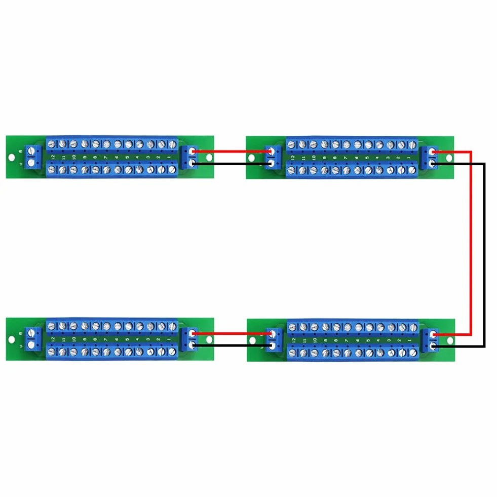 Power Distribution Board Kit, 2 x 12 pozycji, podwójne okablowanie, rozdzielacz prądu, płytka 2 wejścia, 2 x 13 wyjść do DC AC 24 V 10 A