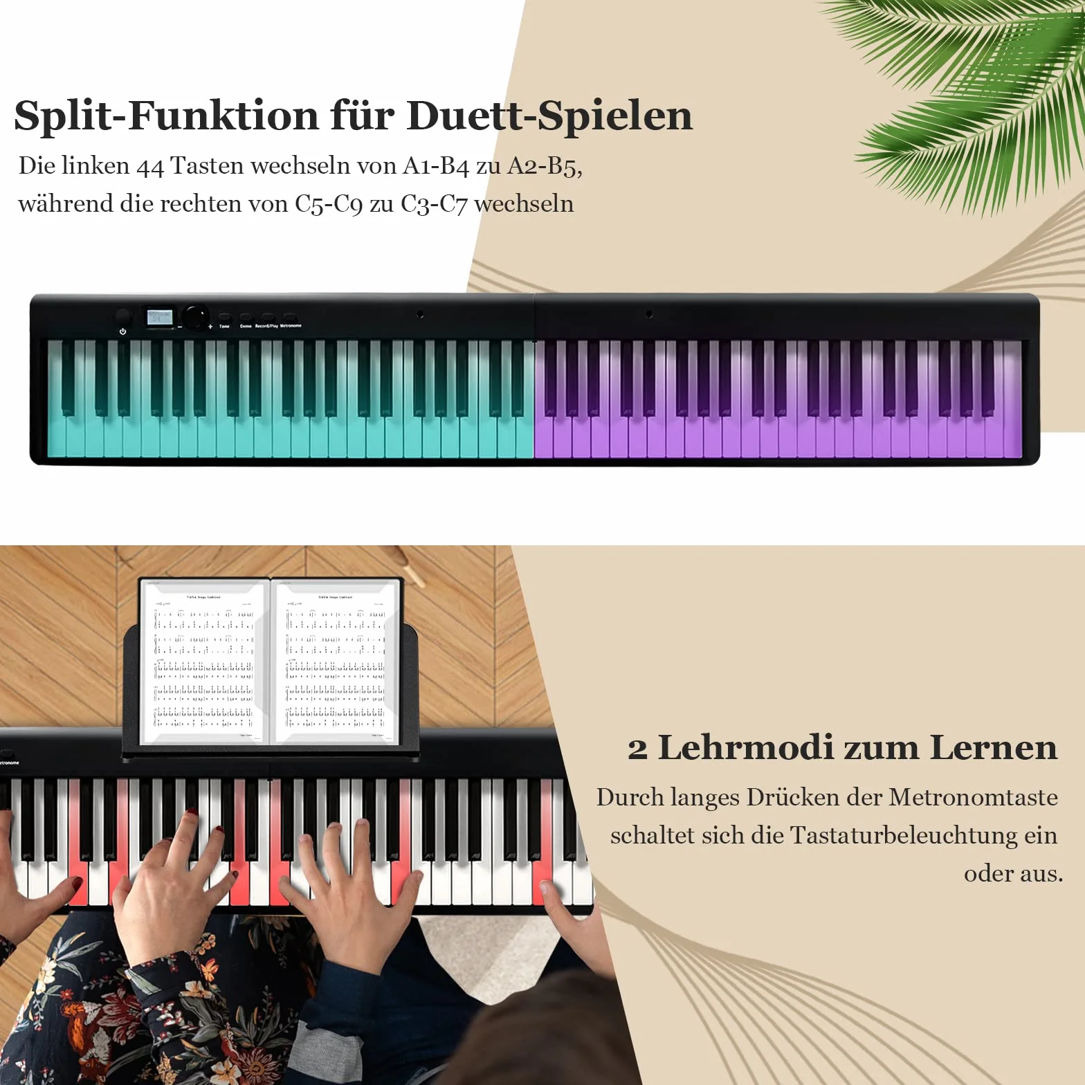 COSTWAY 88 klawiszy pianino elektryczne składane, cyfrowa klawiatura przenośna (128 rytmów, 128 tonów i 20 demo), zestaw pianina cyfrowego dla dzieci i dorosłych (czarny)