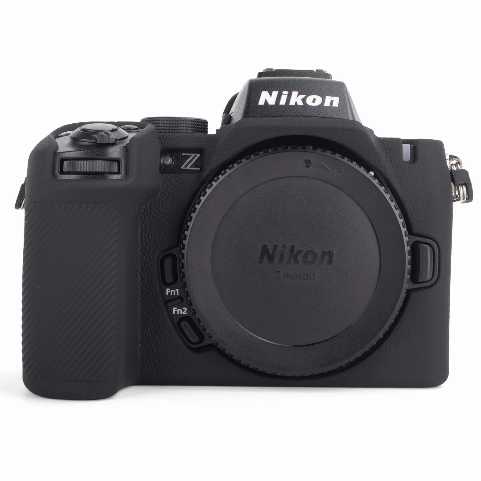 MUZIRI KINOKOO Silikonowe etui kompatybilne z aparatem cyfrowym Nikon Z50 II, miękka guma Z50II, pokrowiec ochronny z uchwytem na rękę, antypoślizgowe i odporne na zarysowania, czarne