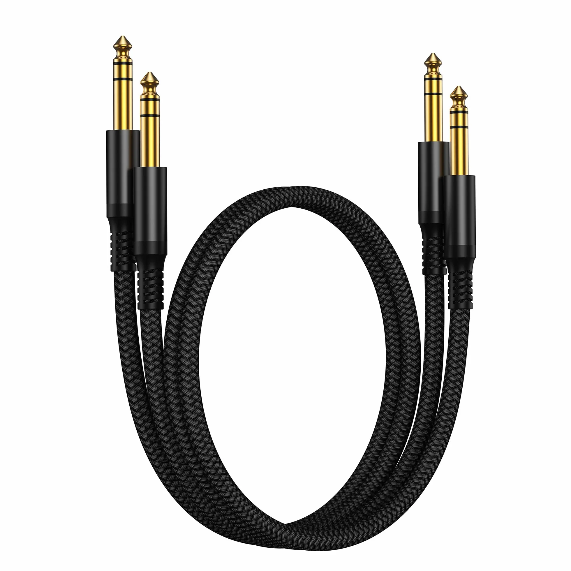 RUXELY Kabel instrumentu 6,35 mm TRS 1M 2-Pack, Lead Balansowany Stereo Audio 1/4 Cal męski 6.3 Jack,Cord 6.35 do gitary elektrycznej,bas,Klawiatura,Mikser,Wzmacniacz Amp,Głośnik