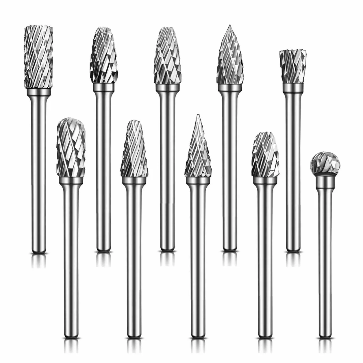 Końcówki do frezów z twardego metalu, 10 sztuk, podwójne cięcie, końcówki szlifierskie Dremel do szlifowania, rzeźbienia, polerowania metalu, grawerowania, wiercenia