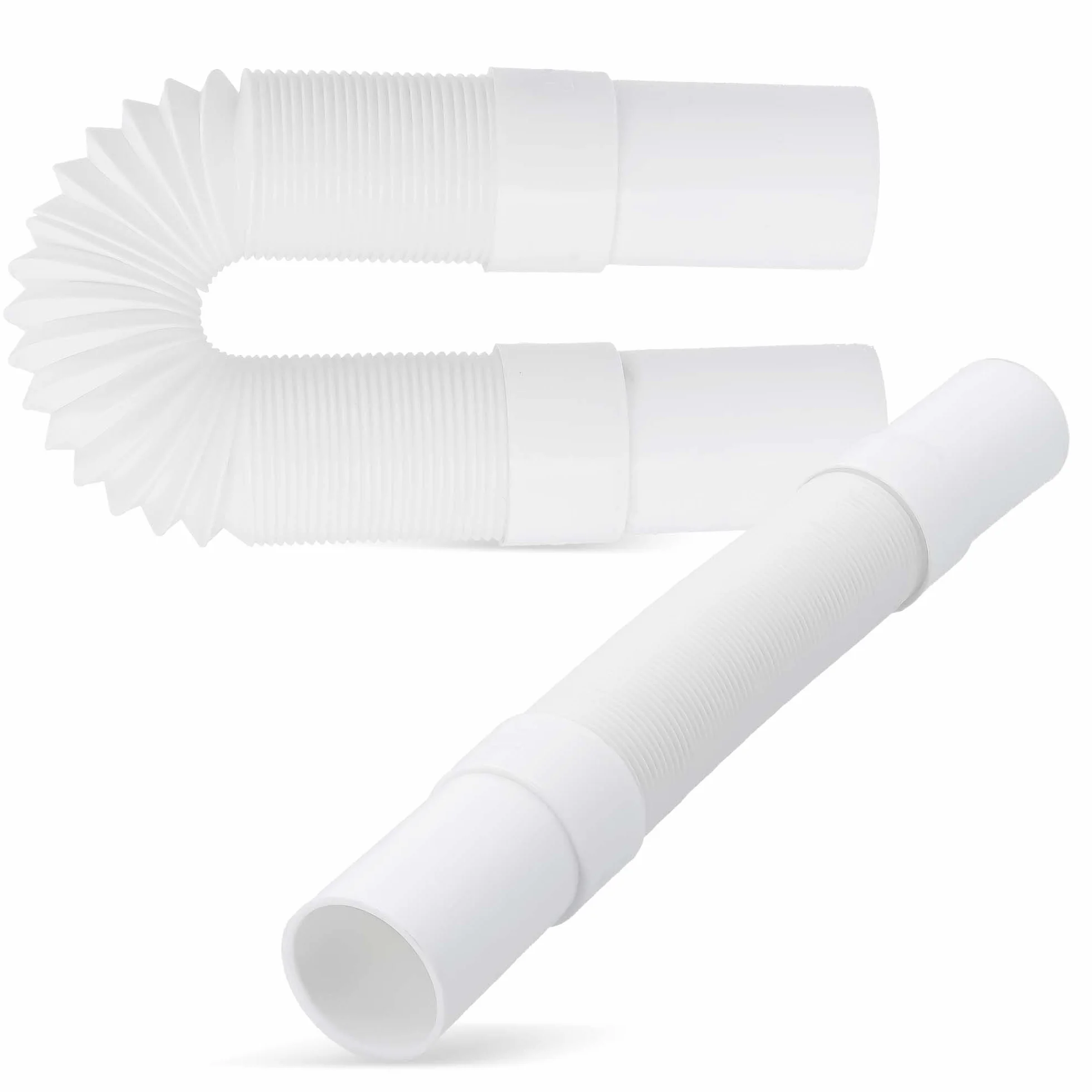Millto™ Elastyczna rura odpływowa 32 mm biała przyłącze polipropylenowe uniwersalne połączenie wąż pasuje do wszystkich konfiguracji, regulowany