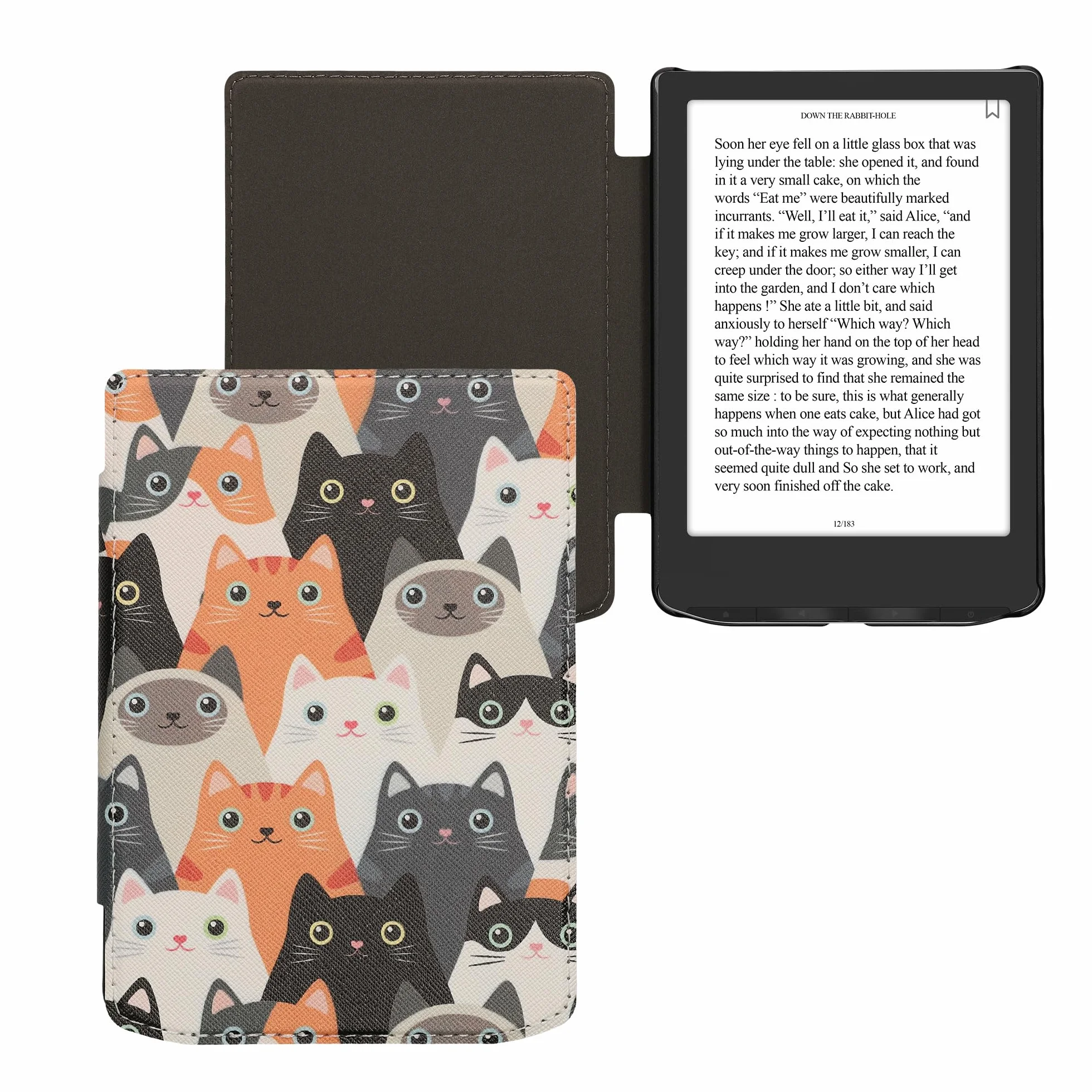 kwmobile Etui kompatybilne z Pocketbook Verse/Verse Pro/Verse Color/Vivlio Light/Light HD Etui - Skórzane etui z klapką i magnetycznym zamknięciem - Kocięta