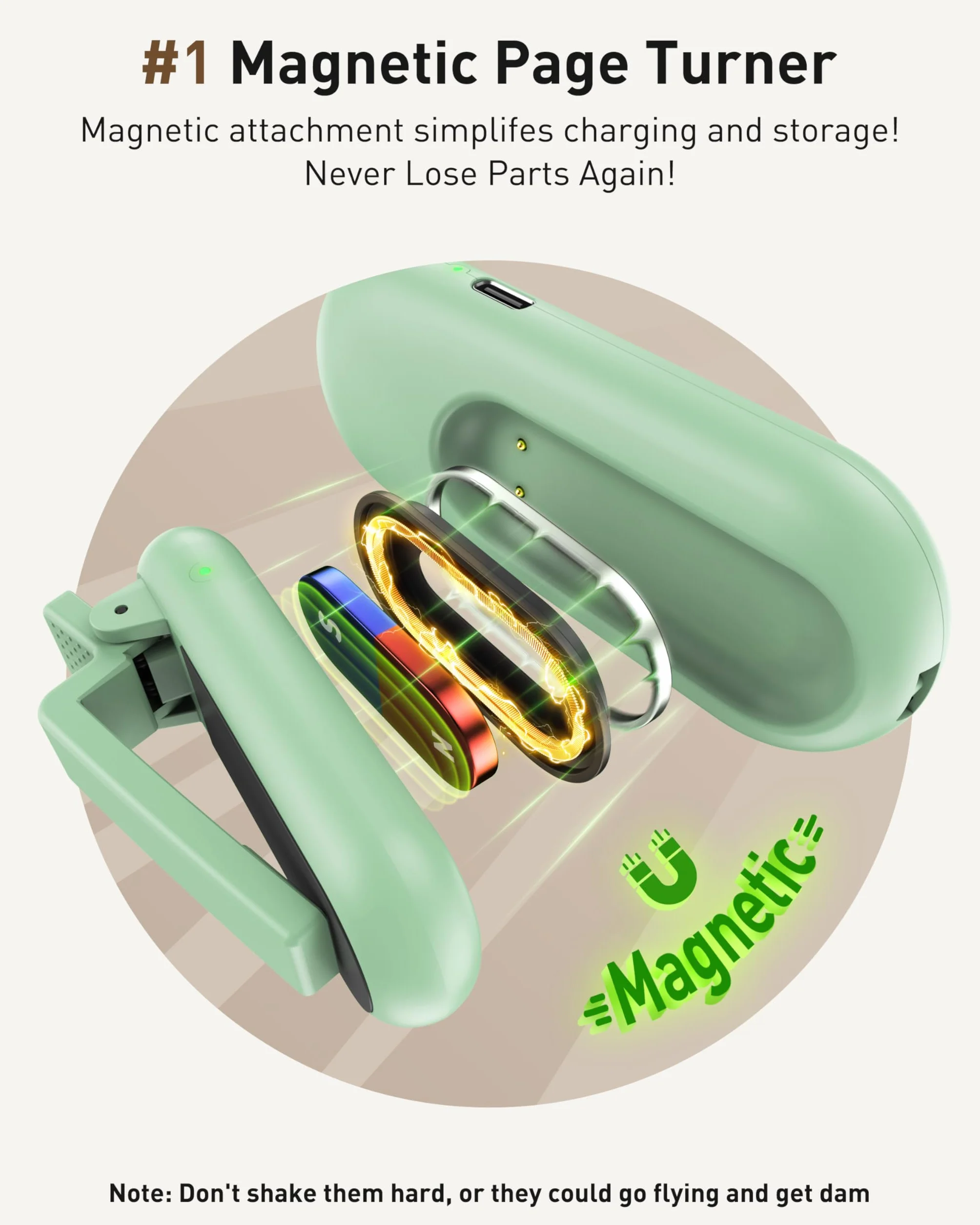 Maxonar Pilot zdalnego sterowania 2 w 1, RF, z magnetyczną funkcją ładowania, Clicker, Page Turner, kompaktowy korpus, kompatybilny z Kindle Oasis
