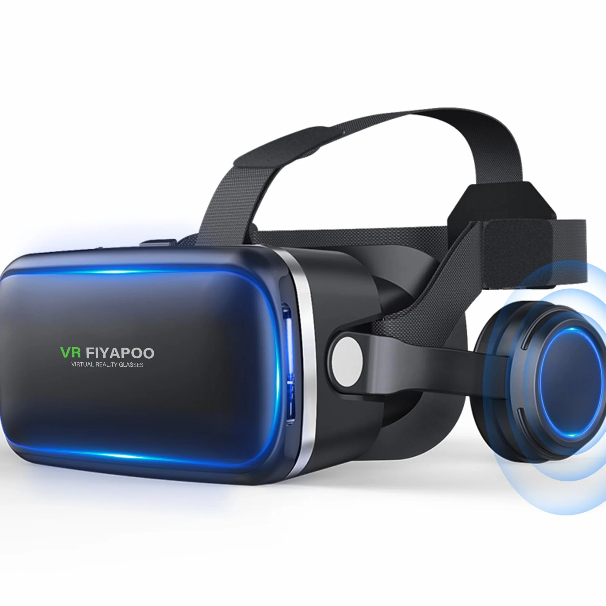 Zestaw słuchawkowy VR ze słuchawkami, zestaw słuchawkowy FIYAPOO z wirtualną rzeczywistością, gogle 3D, VR, okulary do filmów 3D, gier wideo, kompatybilne ze smartfonami iPhone z systemem Android 4,7