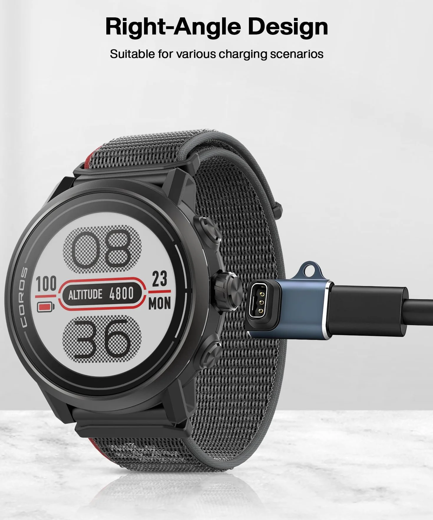 Adapter ładowarki typu C do Coros Pace 2 (2 sztuki) Konwerter kabla do ładowania Smartwatch z inteligentnym chipem do Coros Apex (szary)