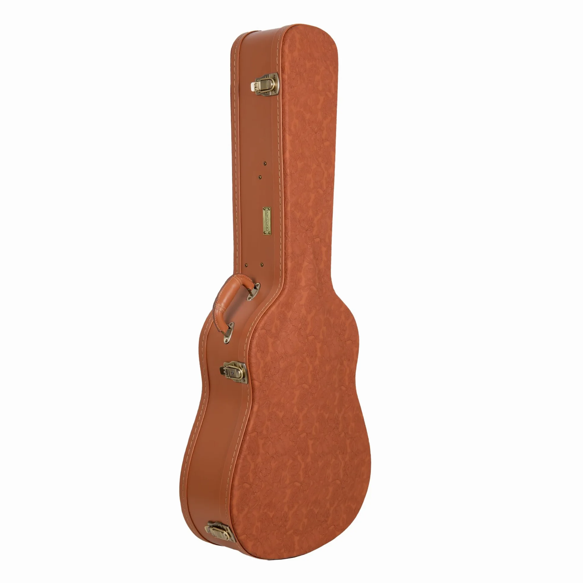 Crossrock Seria Relief - drewniana obudowa do gitary Gibson Acoustic i Martin Dreadnought, z wysoce teksturowaną powierzchnią, imitacja polaru z norek, zatrzaski ze stali nierdzewnej - czerwone drewno