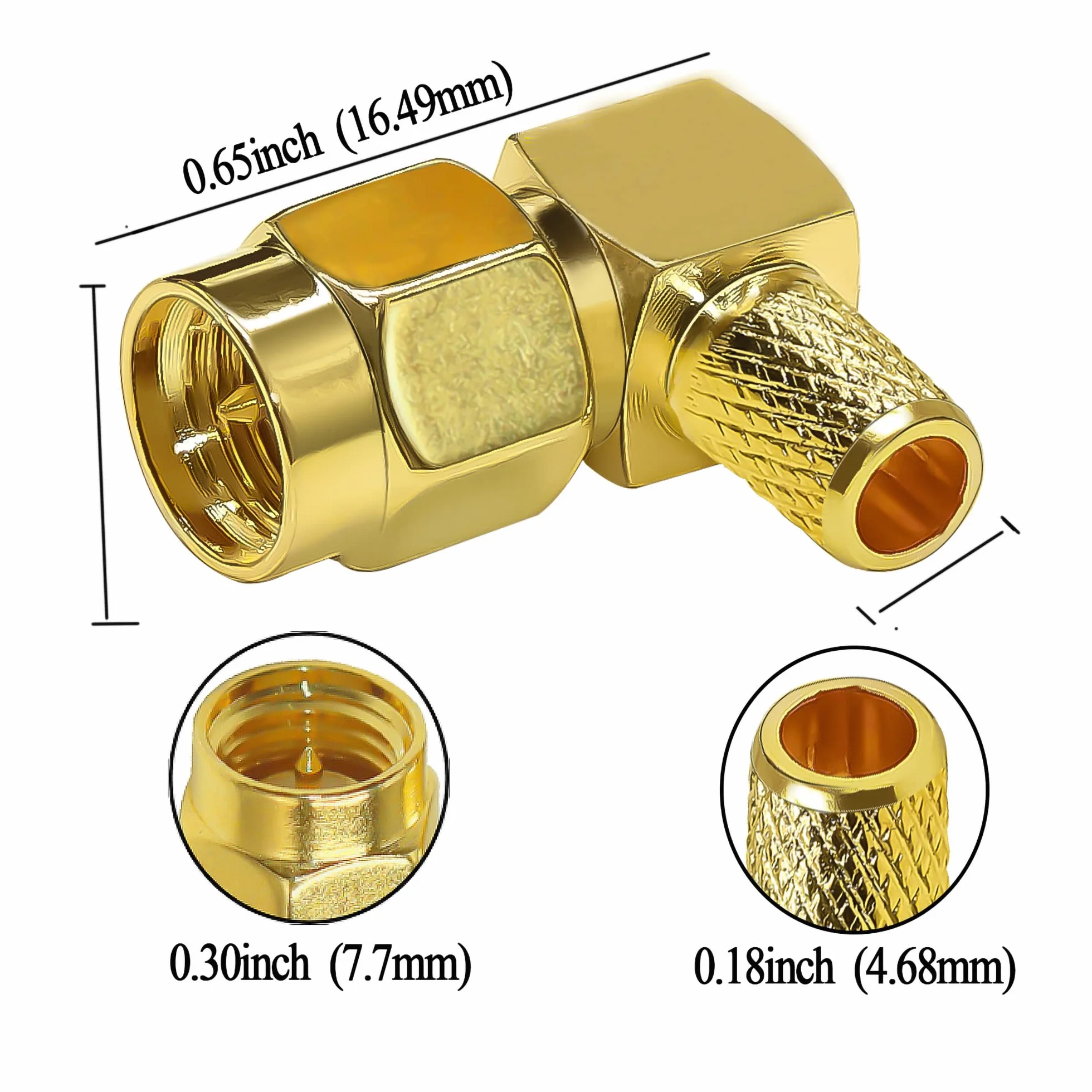 Złącze SMA TUOLNK SMA męskie złącze zaciskowe kątowe do RG58 RG142 RF kabel koncentryczny SMA adapter kolankowy 90 stopni 10 sztuk