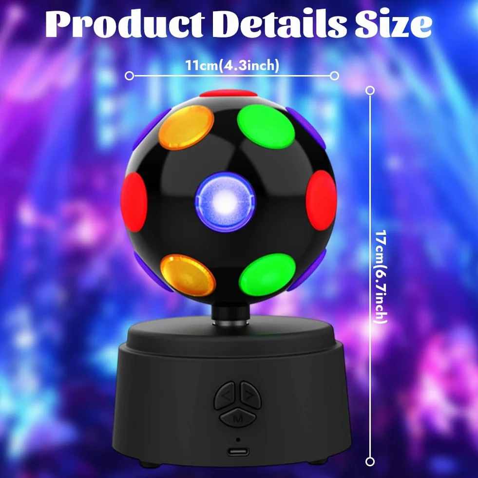 Kula dyskotekowa, obracająca się kula dyskotekowa 360 stopni, 11" z wielokolorowymi diodami LED, oświetlenie dyskotekowe 3D – obsługuje połączenie Bluetooth, wysoka kompatybilność, efekt dźwięku