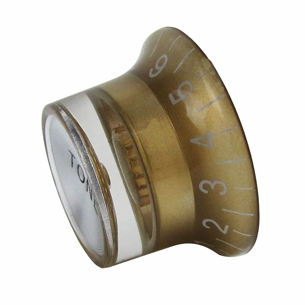 FLEOR Gałki regulacji głośności i tonu w stylu Top Hat 2T2V z aluminiową górą do gitary w stylu SG LP 18-punktowy garnek, złote