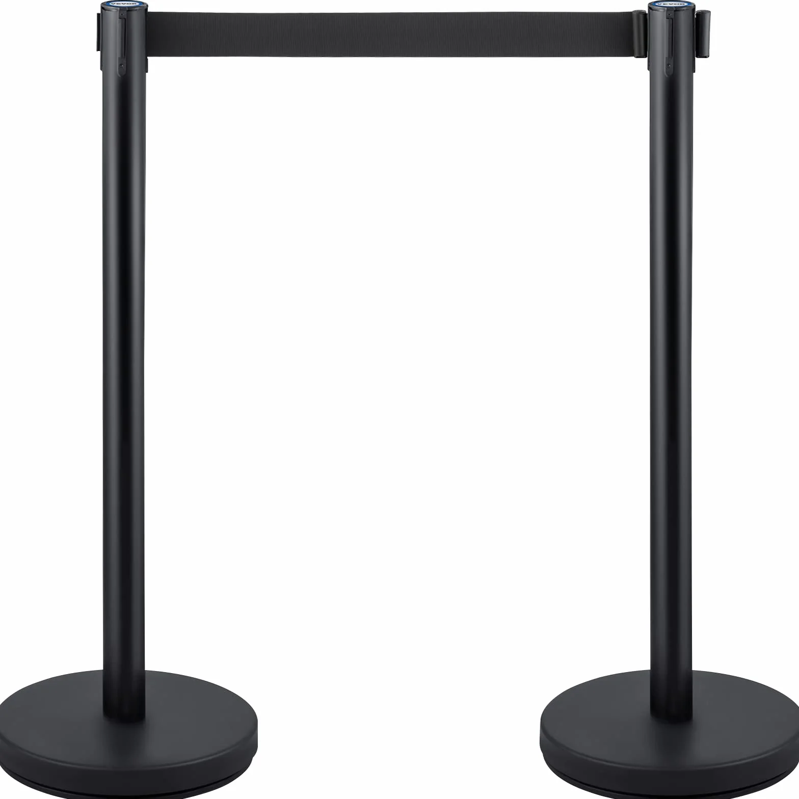 VEVOR Stanchion Control Stanchion, zestaw 4-częściowy, zestaw stanionów z 6,6 ft/2 m, czarny pasek chowany, czarna bariera kontroli tłumu z betonem i metalową podstawą – łatwy montaż