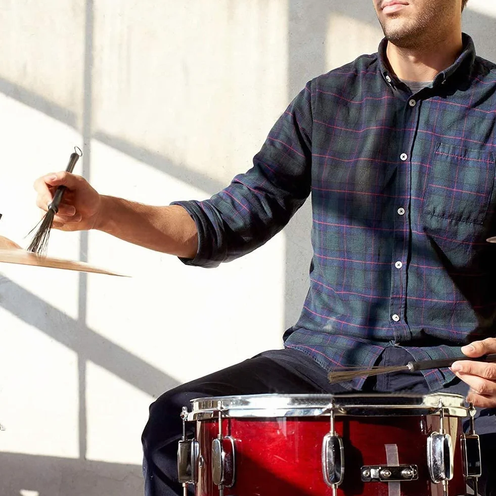 LATRAT 1 para wysuwanych szczotek bębenkowych, z przenośną torbą do przechowywania, wygodne gumowe uchwyty, do baterii Jazz Stick