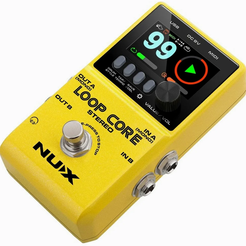 Nux Pętla rdzeniowa z pedałem efektów gitarowych 6 godzin czasu nagrywania, 99 wspomnień użytkownika, wzory perkusyjne z tempem kranu