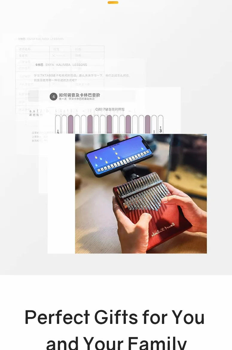 Inteligentna kalimba z aplikacją młotek do strojenia, kciuk, fortepian, 17 klawiszy, przenośny, łatwy do nauczenia się instrument muzyczny, początkujący, dzieci, dorosłych, prezent świąteczny