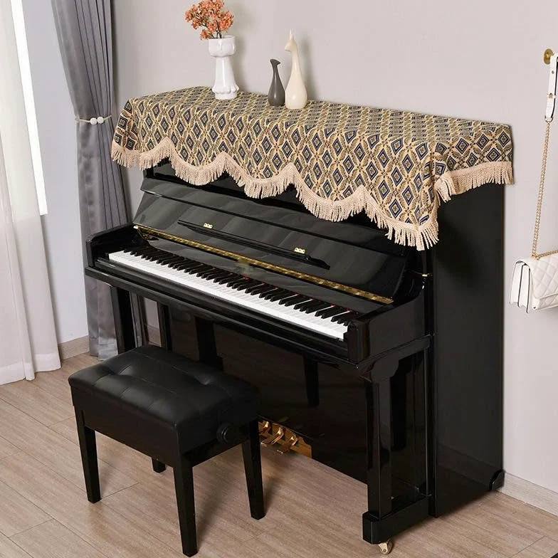 Pokrowiec na pianino, pokrowiec na klawiaturę fortepianu, na pianino standardowe 150 cm Aksamitna koronkowa, falbana Pokrowiec na pianino z pokrowcem na stołek Pokrowiec na pół pianina Pianofon z tkan
