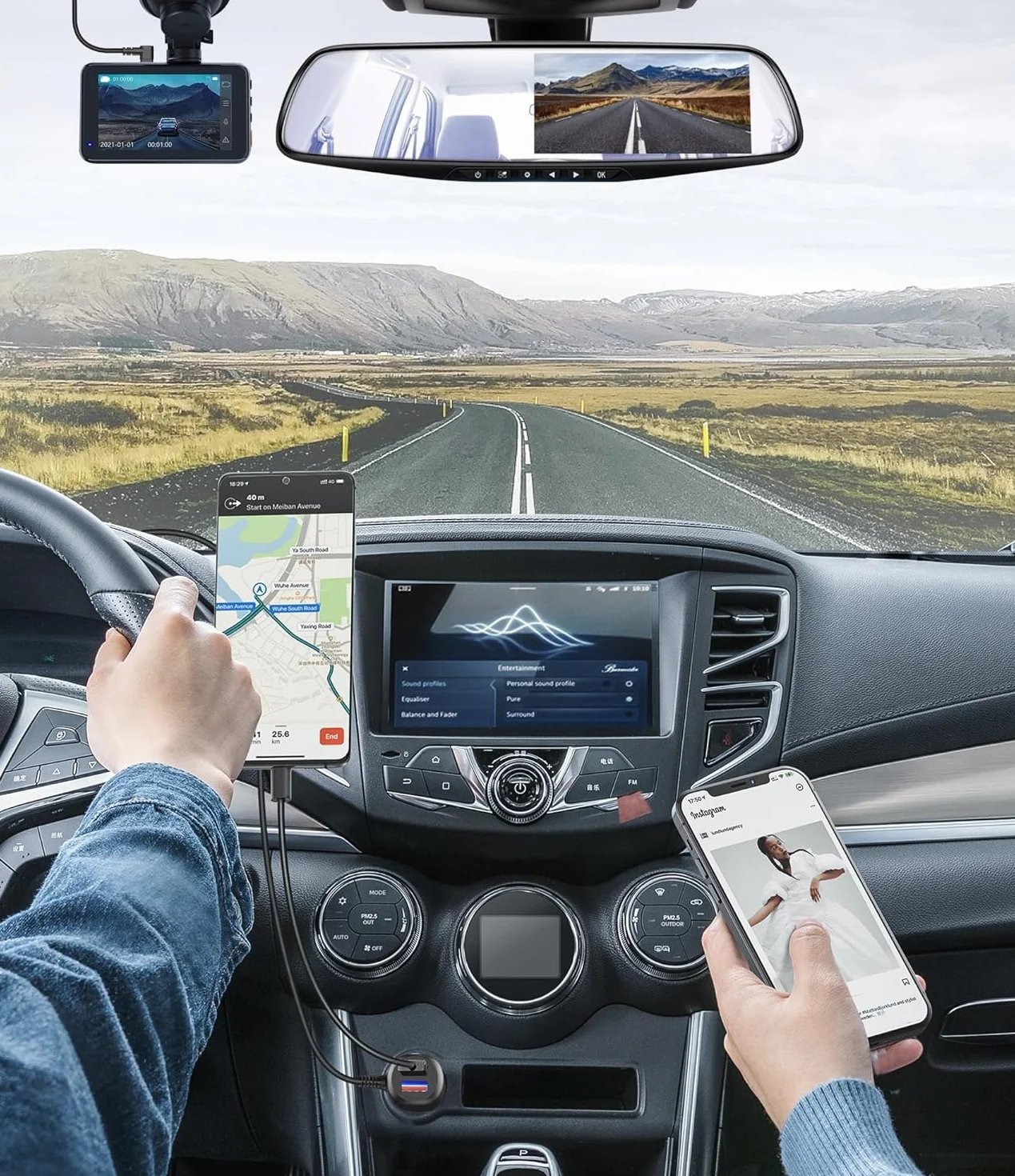 Gebildet Mini USB Power Cord Cable z podwójnym portem USB,Kabel do ładowania Samochodowego o Długości(11.5 stopy/350 cm) do ładowarki Samochodowej Dashcam Camera Charger Power Cable