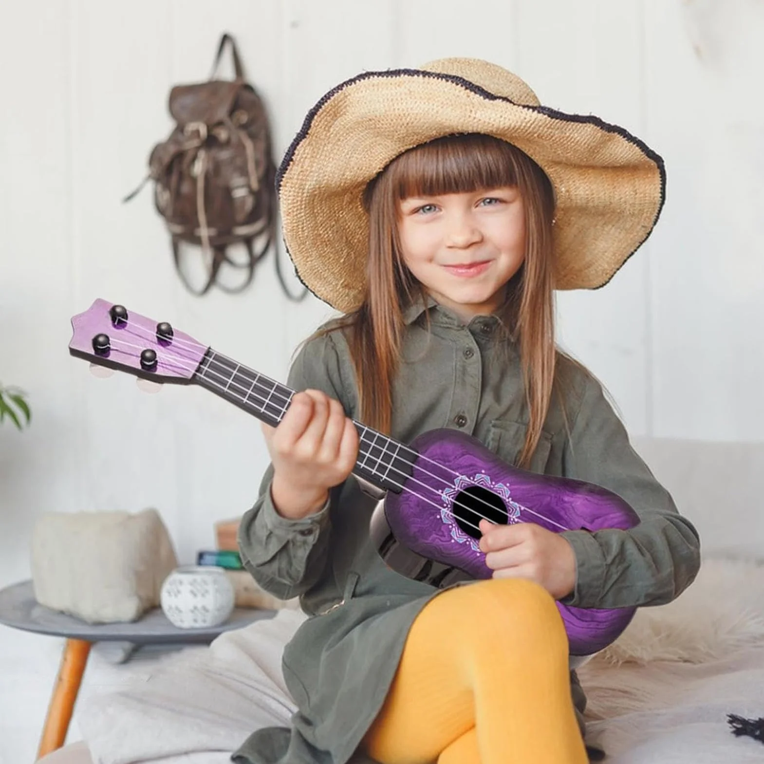 Ukulele dla dzieci, 4-strunowy instrument muzyczny, ukulele edukacyjne dla dzieci z ciałem, ukulele dla dzieci z gładkimi strunami, instrumenty muzyczne, do przedszkola, klasy