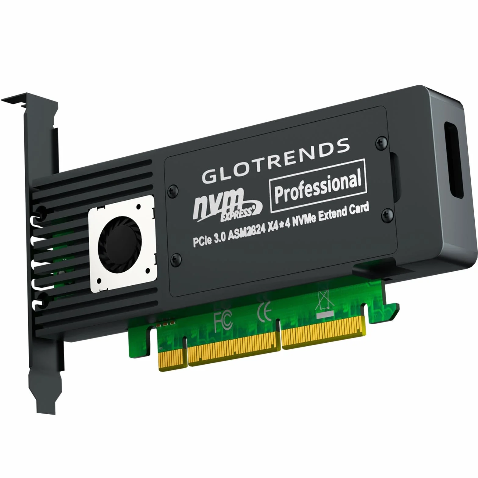 GLOTRENDS ST560 Adapter Quad M.2 NVMe do PCIe 3.0 X8 z rozwidleniem PCIe, konfiguracja miękkiego RAID-u M.2 NVMe za pomocą narzędzia systemu operacyjnego