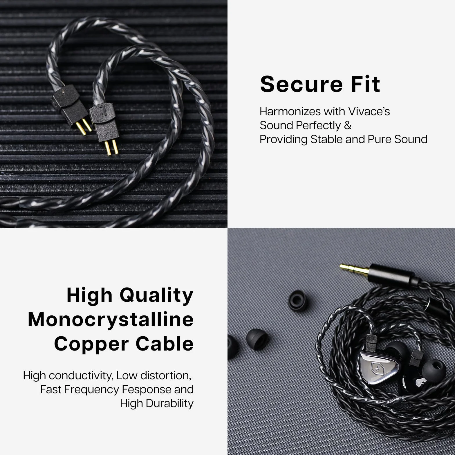 Tripowin x 0DiBi Vivace IEM, 10 mm tytanowa membrana dynamiczny sterownik, przewodowe słuchawki douszne HiFi, odłączany kabel 2-pinowy