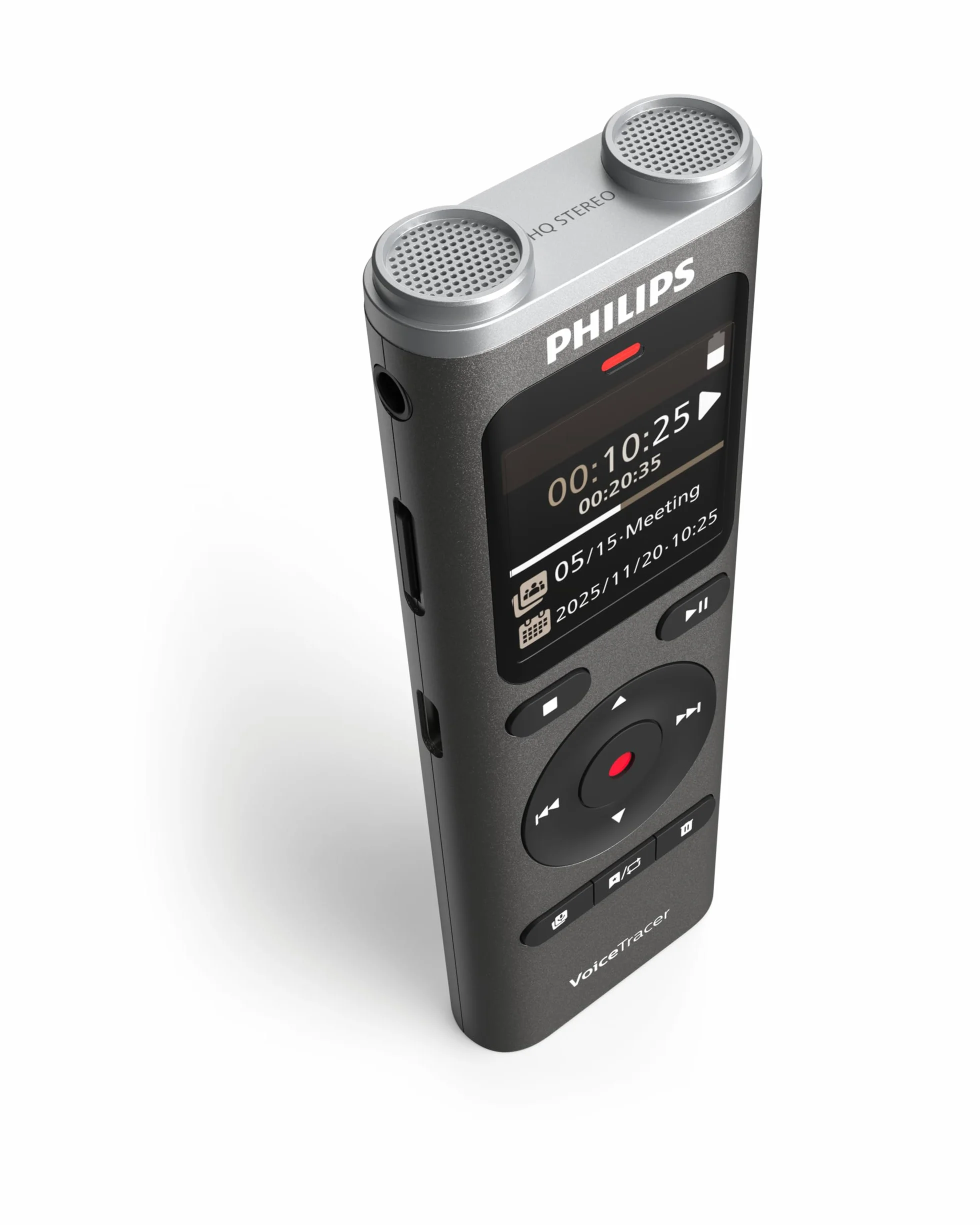 Philips VoiceTracer DVT2075 Rejestrator audio 8 GB MP3 Stereo, akumulator litowo-polimerowy Sembly AI, do rozpoznawania głosu z wieloma głośnikami, tworzenie streszczeń, minut spotkań i