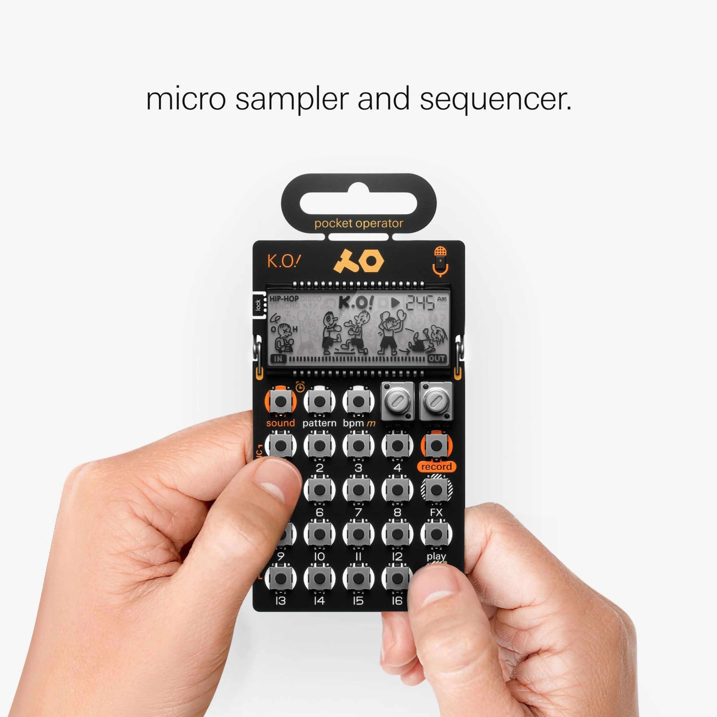 Teenage Engineering PO-33 KO Pocket Operator Synthesizer Przenośny mikrosampler (wejście liniowe, mikrofon, gniazda melodii i perkusji, sekwencer krokowy), TEE0039