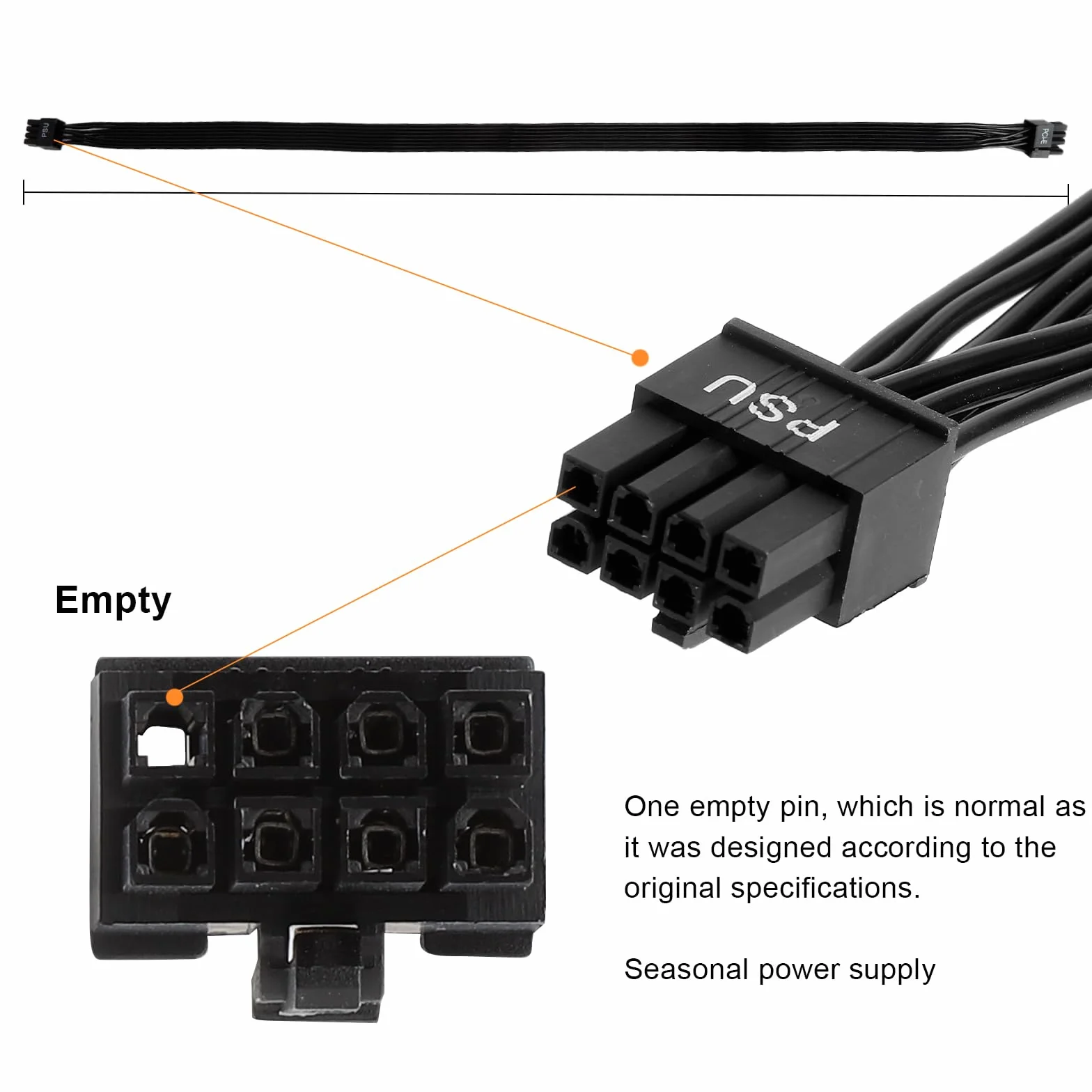 TNSLAND 8-biegunowy kabel zasilający GPU 8-biegunowy wtyk ATX na 6+2- kabel PCIe, kabel PCIE do Be Quiet,8-pinowy (6+2) zasilacz – 60 cm kabel do kart graficznych gpu 2x6 8-pinowy karta graficzna