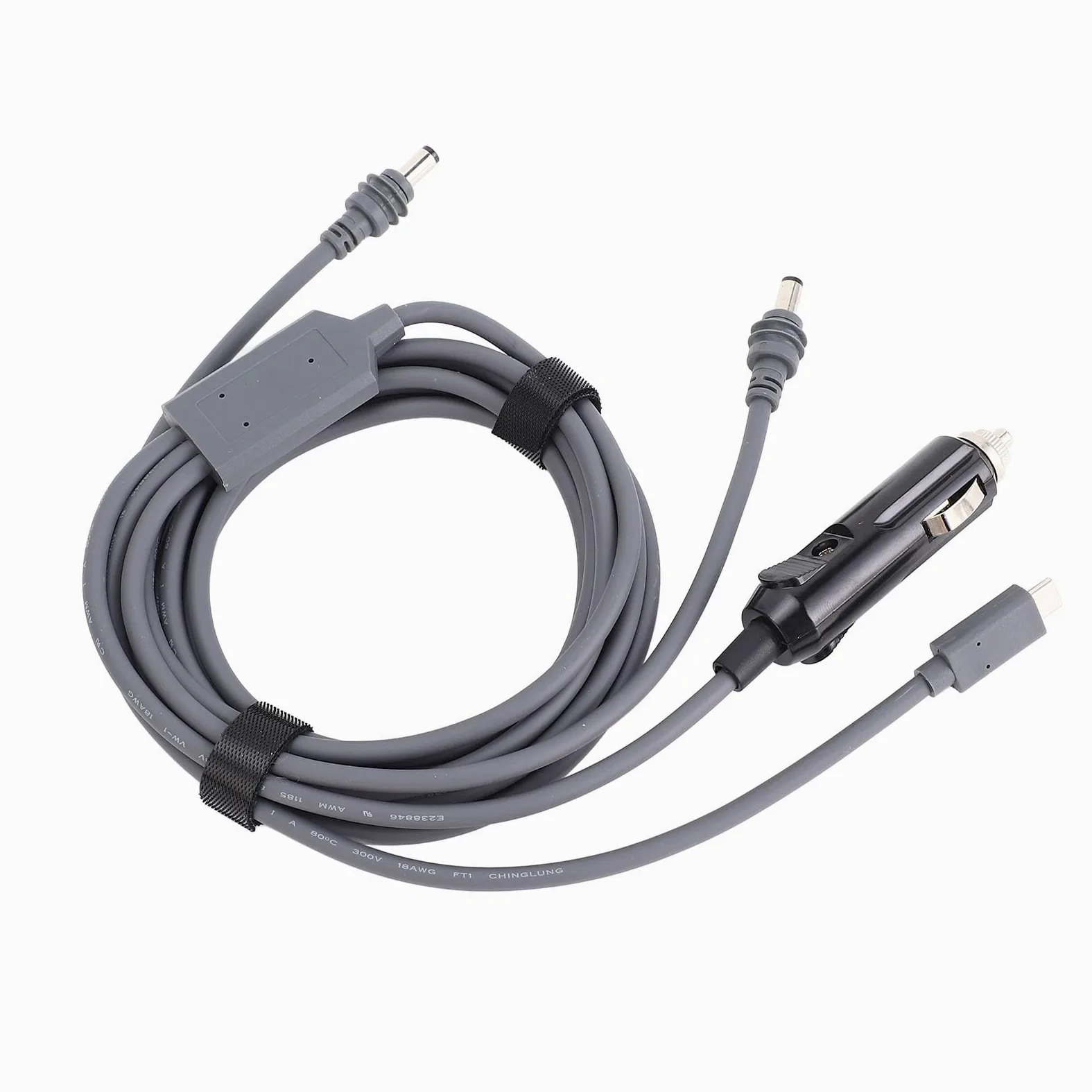 KIMISS Kabel Zasilający Mini DC do Satelity – 3 w 1 DC Typu C 12 V 24 V w Samochodzie – Wodoodporny Kabel Zamienny 18AWG do Użytku na Zewnątrz